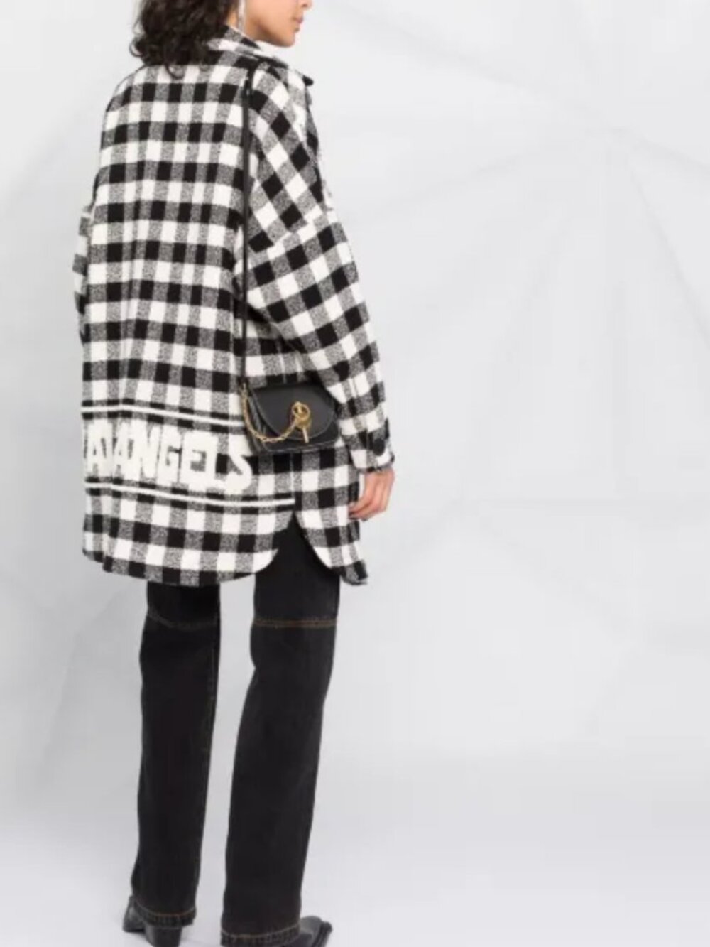 Palm Angels Black & White Check Overshirt Jacket Size S Logo Back
